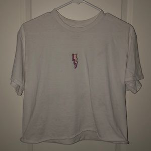 Pink Lightning Bolt Cropped Tee